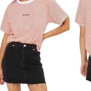 Topshop Moto Black Denim Skirt with Bottom Distressing Size US 2 / EU 34